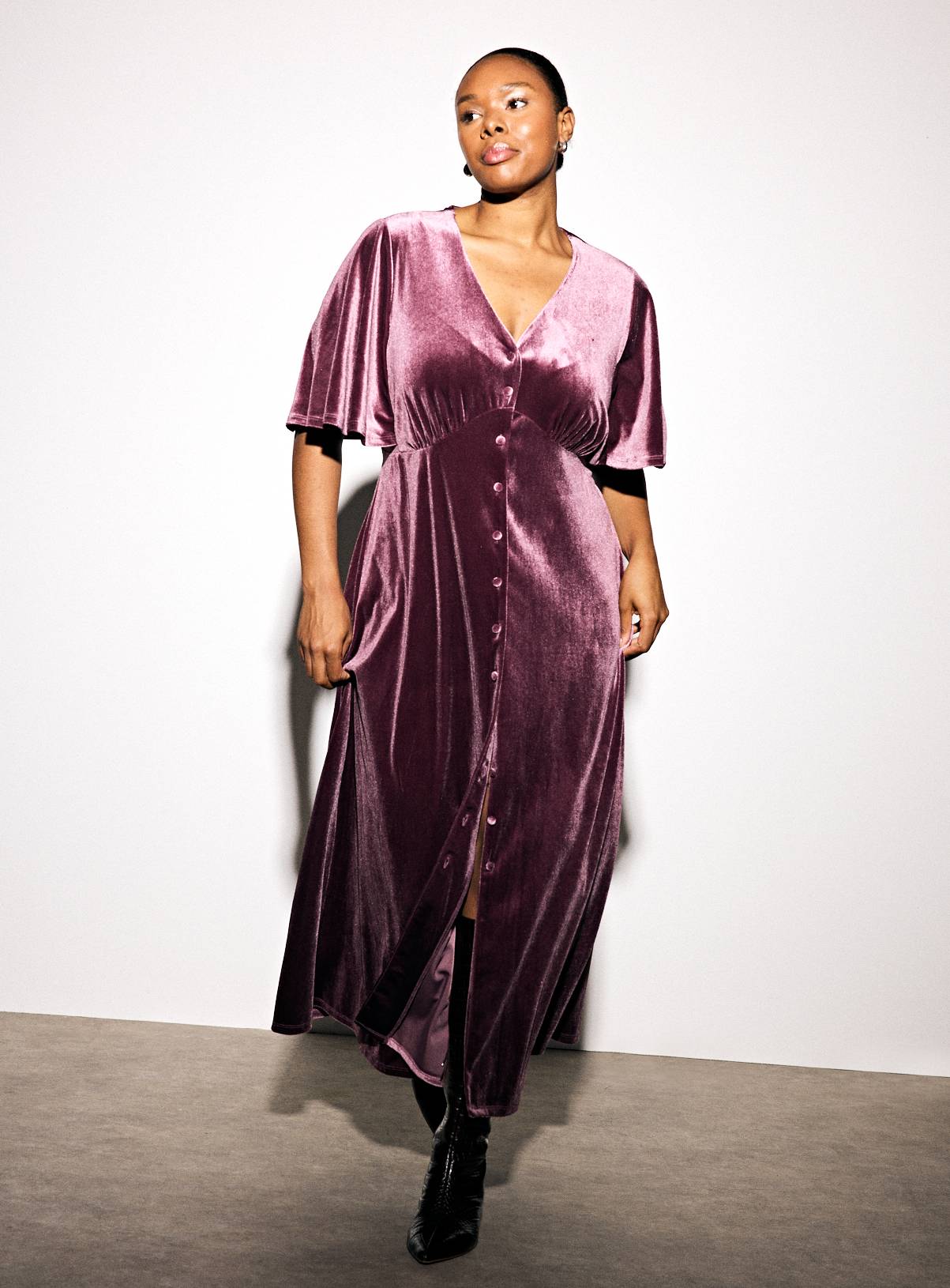 Dark Red Velvet Midaxi Tea Dress 6 - Image 2